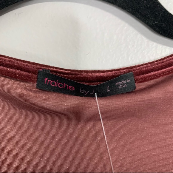 Nordstrom Fraiche by J NWT Berry velvet long sleeve vneck  jumpsuit. Size L - Picture 4 of 14